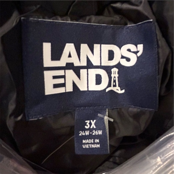 Lands' End Women's 3X Black Puffer Vest Lightweight Packable Snap Side Pockets - Picture 6 of 9